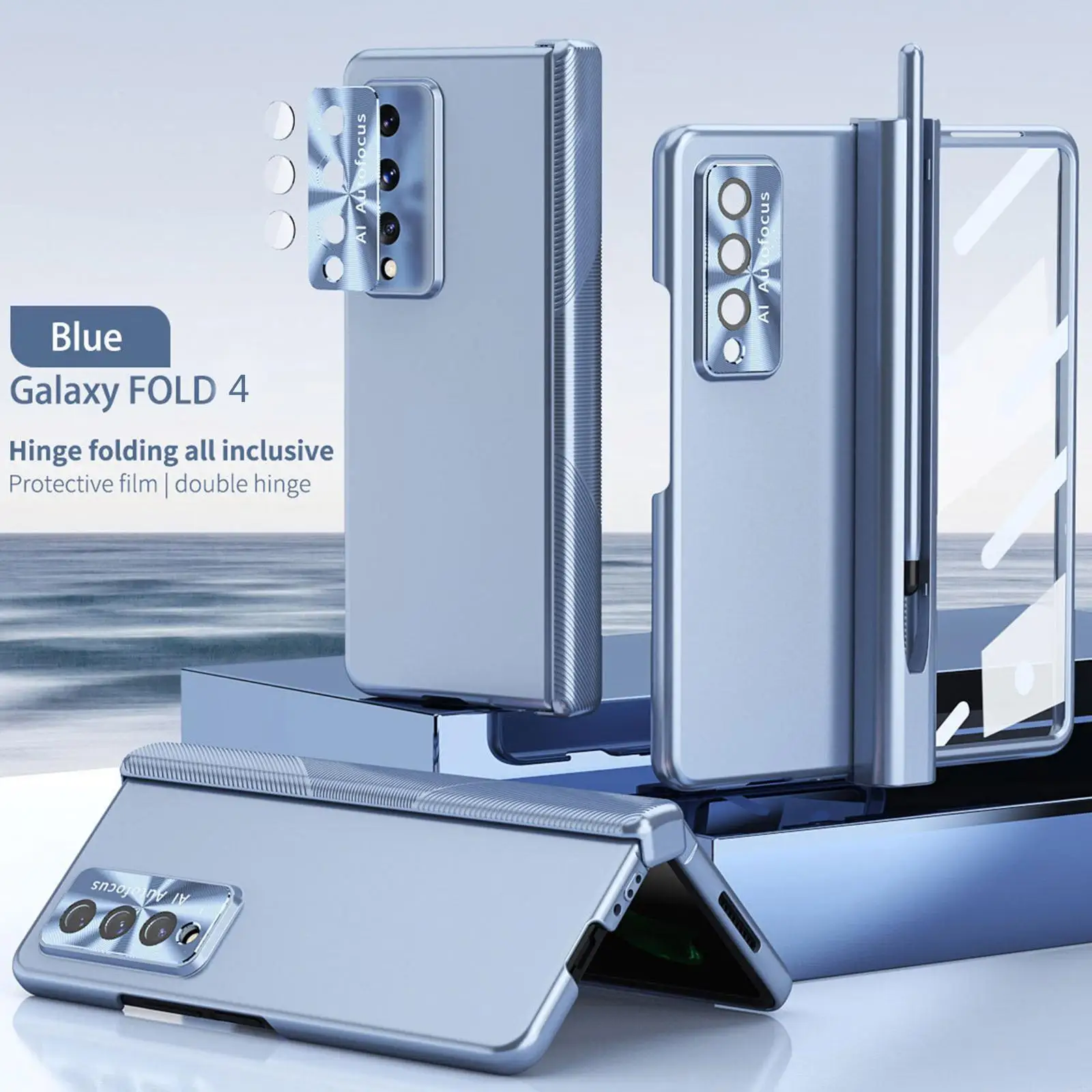 

Anti-Falling Pen Holder Hard Protecting Shatterproof Case For Samsung Galaxy Z Fold 4 5G Fold4 Fold 4 With Tempered Glass F C6S5