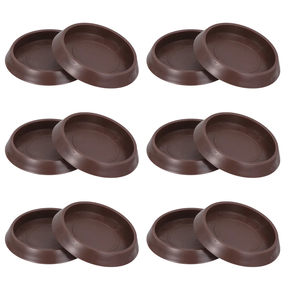

12 Pcs Caster Cup Non Skid Rug Furniture Coasters Hardwood Floors Round Table Non Castor Cups Plastic Furniture Feet Cups