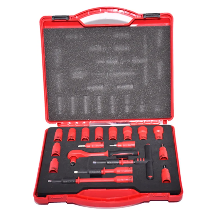 

18PCS 1000V VDE insulated tools 1/4 ratchets wrench Sockets Sets T-Handle Extensions Hex Bits Sockets Resistant to high voltage