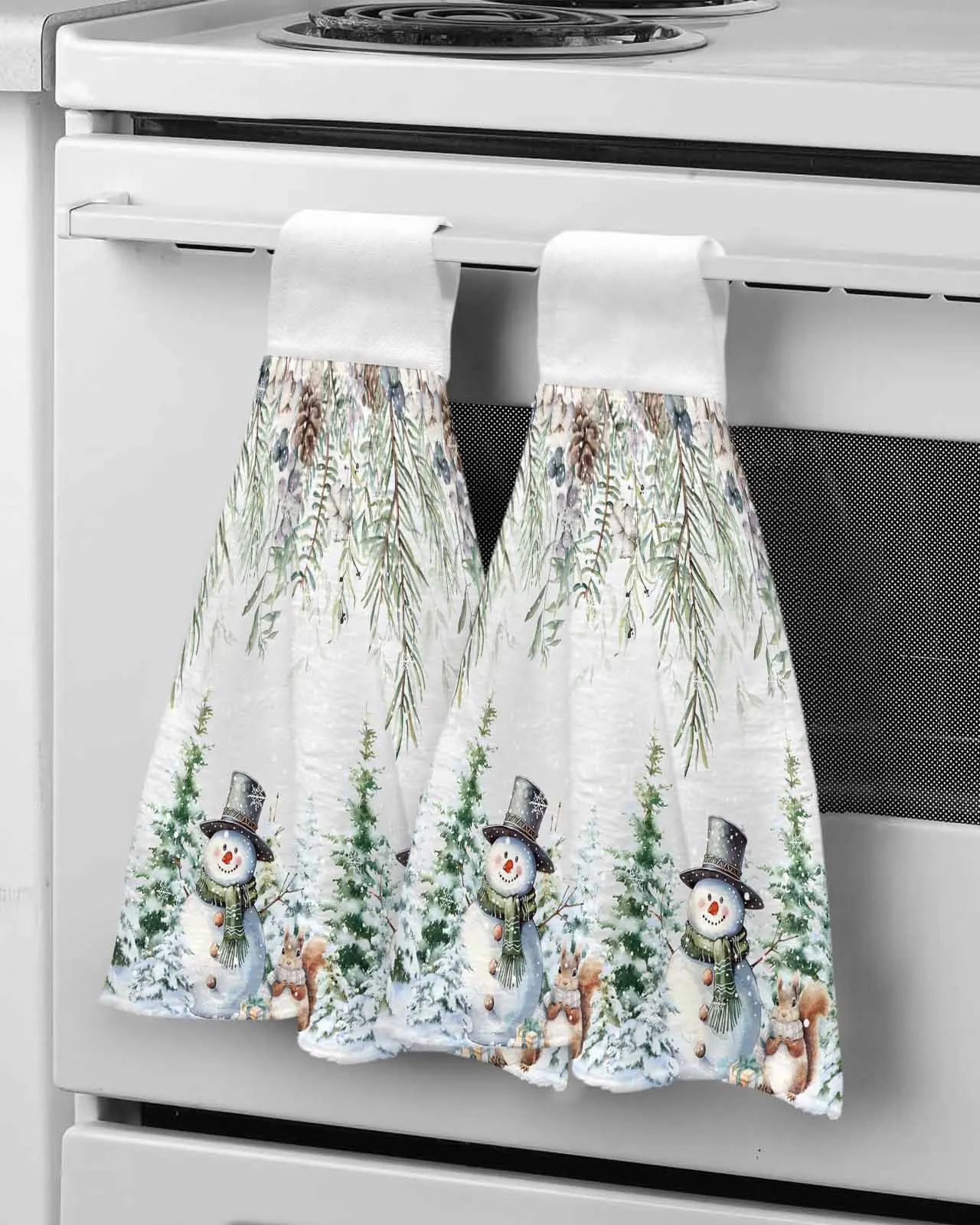 Рождественские зимние сосновые листья ягодные полотенца для рук подвесная ткань