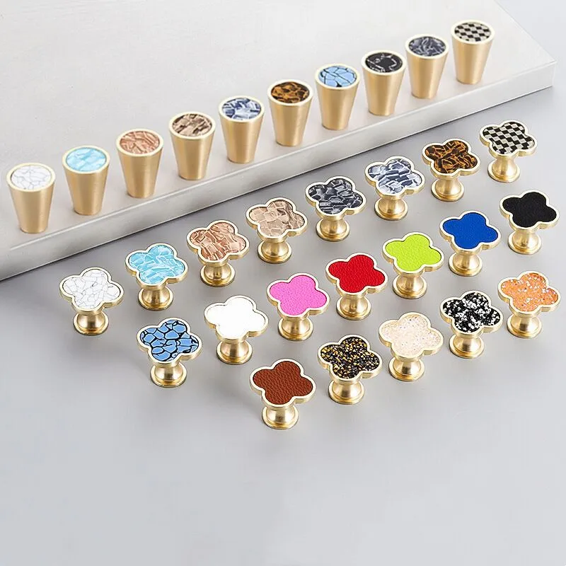 

Handles Drawer Cabinet Furniture Kitchen Handles for Cabinet Knob Door Drawer Furniture Kitchen Knob Four-Leaf Clover Diamond