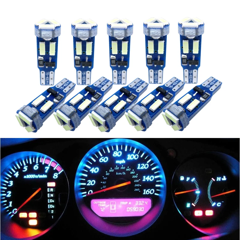 

10pcs T5 Led Bulb Car Dashboard Lights For Lada Granta Vesta Kalina Priora Niva Xray Largus Opel Astra H G J Zafira