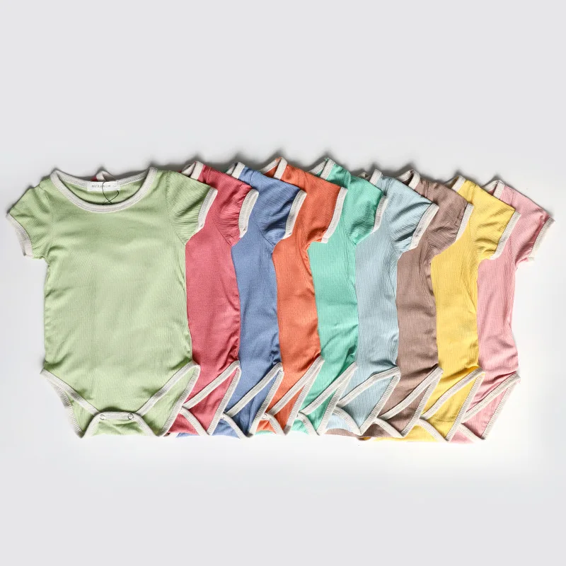 

Боди для новорожденных мальчиков летнее карамельного цвета однотонное простое эластичное боди с коротким рукавом для ползания хлопковое т...