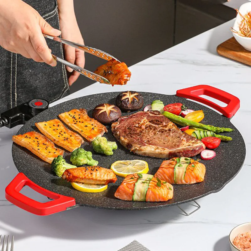 

Electric Non-stick Pot Grill Plate Maifan Stone Household Barbecue Plate Smokeless Electric Grill Barbecue