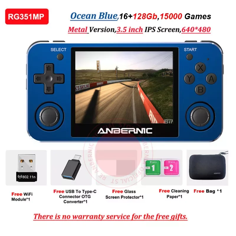 

128G ANBERNIC RG351MP RG351M Retro Game Console PS1 Emulator Aluminum Alloy Shell 3.5" IPS Screen Handheld Portable Console