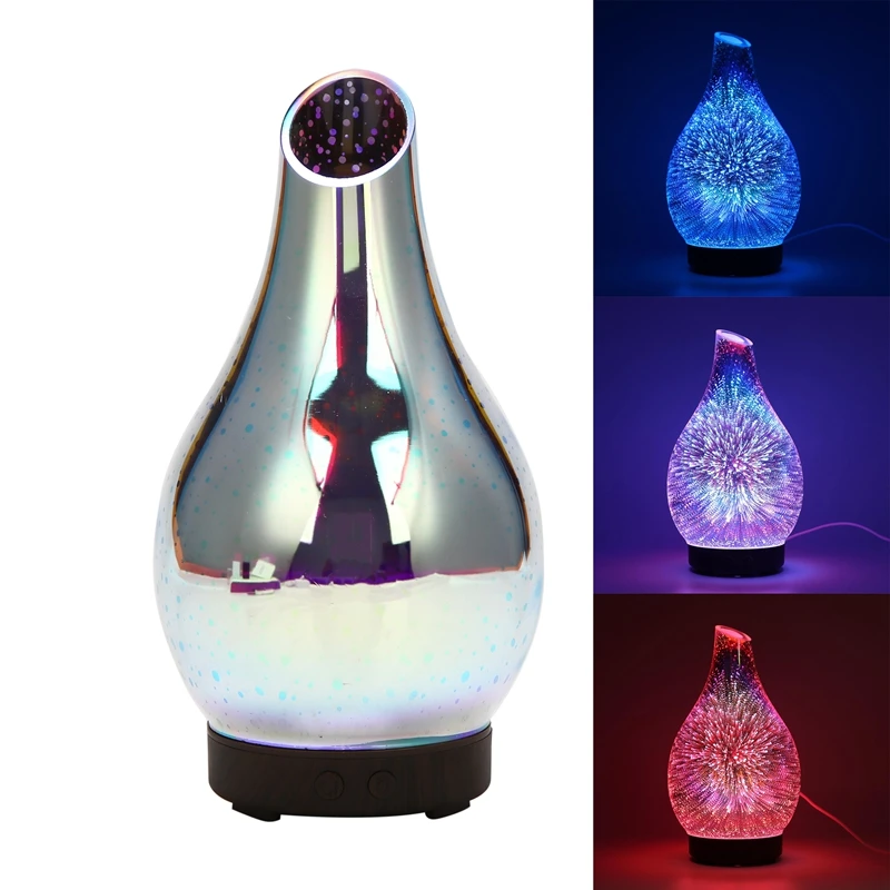 

3D 100ML Glass Colorful LED Humidifier Aroma Essential Oil Diffuser Ultrasonic Humidifier For Home Bedroom