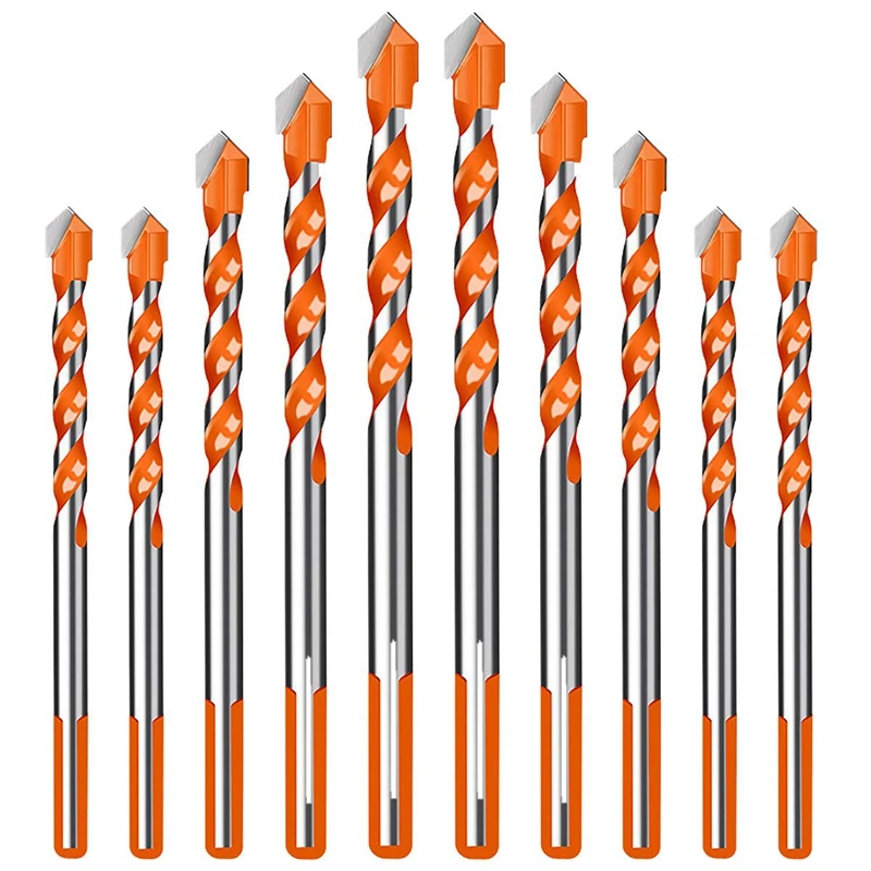 

10 Pcs Triple-Cornered Masonry Drill Bit Set Multifunctional Concrete Drill Bits Ultimate Drill Bits Cement Drill Bits