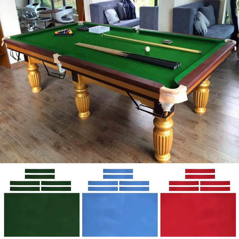 7/8/9ft Billiard Table Cloth Professional Bar Hotel Billiard Snooker Table Felt Cloth Mat 6 Pieces Felt Strips 0.6mm Table Cover