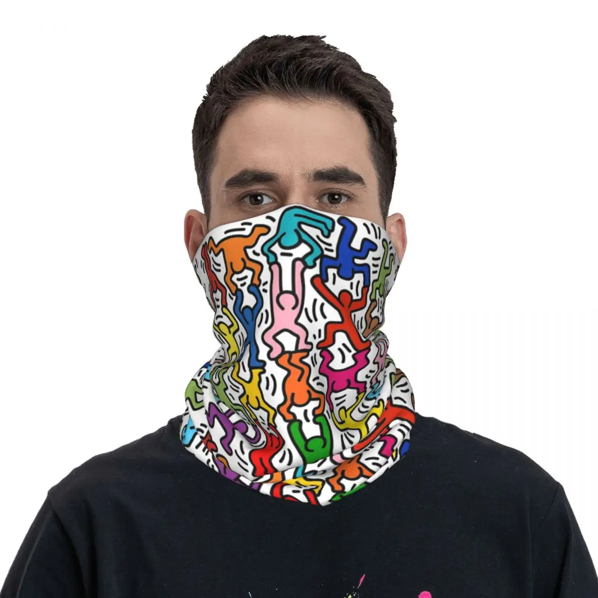 

Dancing People Keith Haring Bandana Neck Gaiter Printed Wrap Scarf Multi-use Face Mask Outdoor Sports