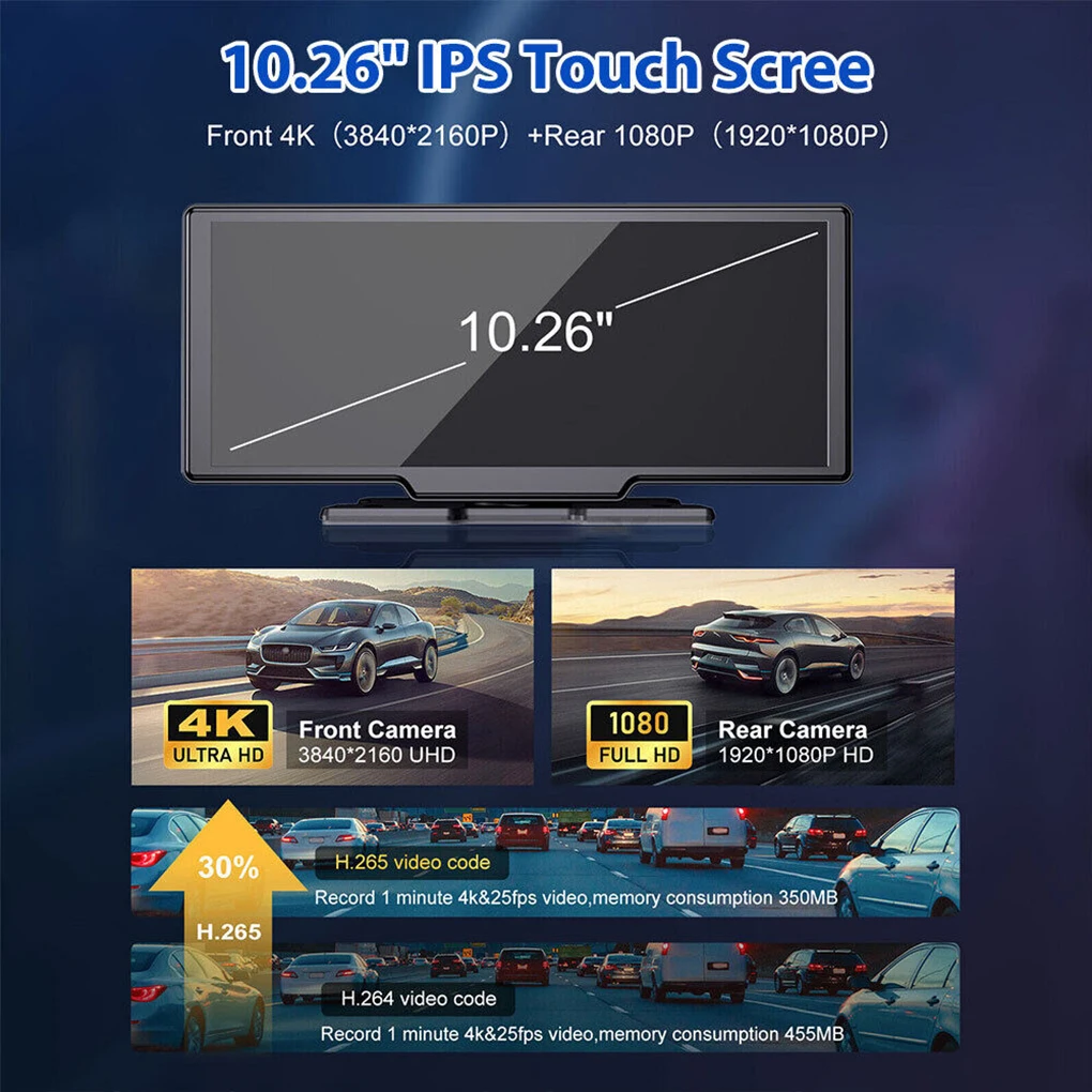10 26 дюймовый 2.5D IPS сенсорный экран Автомобильный плеер DVR автомобильная