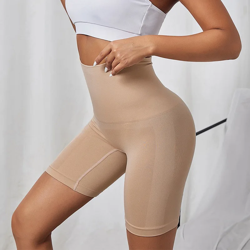 Sports Cycling Shorts Women's Waist Trainer Body Shaper Shorts High Waist Push Up Booty Shorts Fitness Sports Shorts Gym Pants