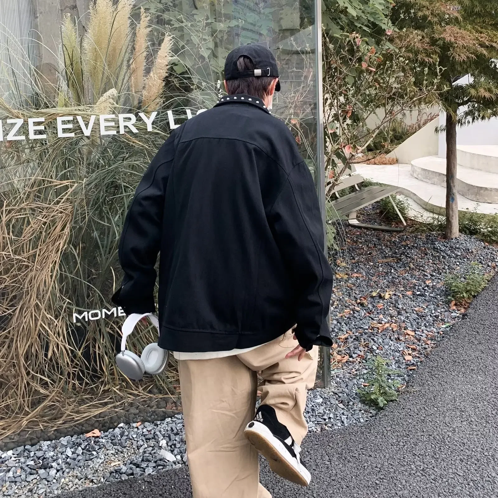 Осенняя корейская модная брендовая повседневная черная джинсовая куртка