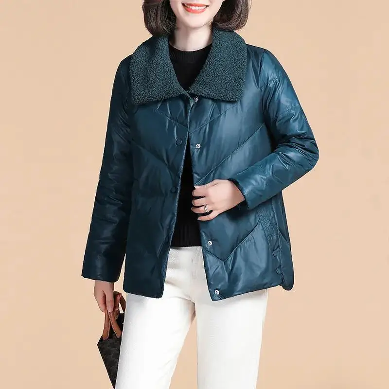 2021 New Women's Winter Parkas Jacket Fashion Cashmere Lamb Wool Down Cotton Jackets Ladies Short Coat Female Elegant Outerwear
