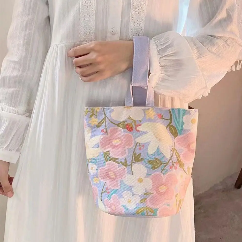 

Large Capacity Fresh Flower Bucket Bag All-match Korean Style Canvas Handbag Lunch Bag Mummy Bag Women