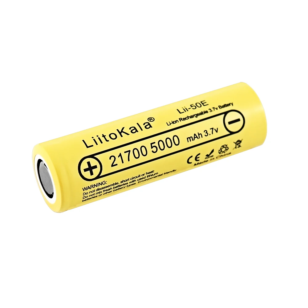 

100pcs LiitoKala lii-50E 21700 5000mah Rechargeable Battery 3.7V 5C discharge High Power batteries For High-power Appliances