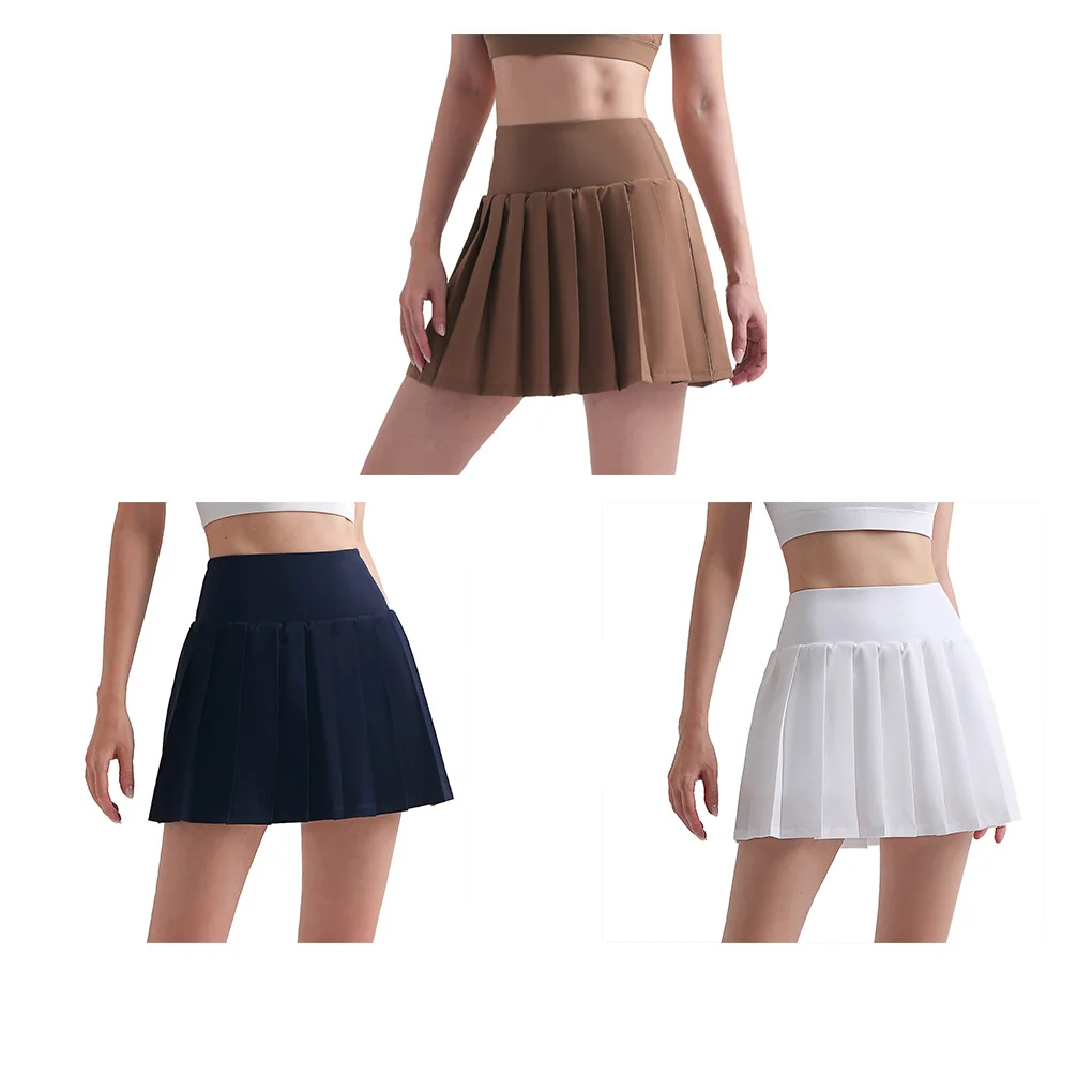 

Women Skirt Stylish Casual Easy Matching Pleated Breathable Fast Drying Girls Sports Gym Skirts Clothes Dark S