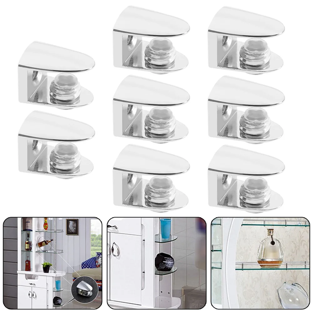 

8Pcs Glass Clamp Adjustable Zinc Alloy Glass Clip Wall Mounting Shelf Clamp Holder Flat Back Mount Holder For Staircase Handrail