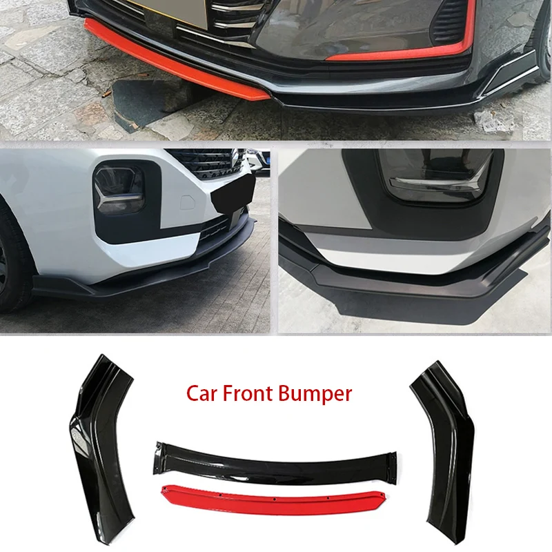 

4pcs Universal Car Front Bumper Lip Body Kit Spoiler ABS Material Carbon Fiber Decorative Strip New Style Accessories
