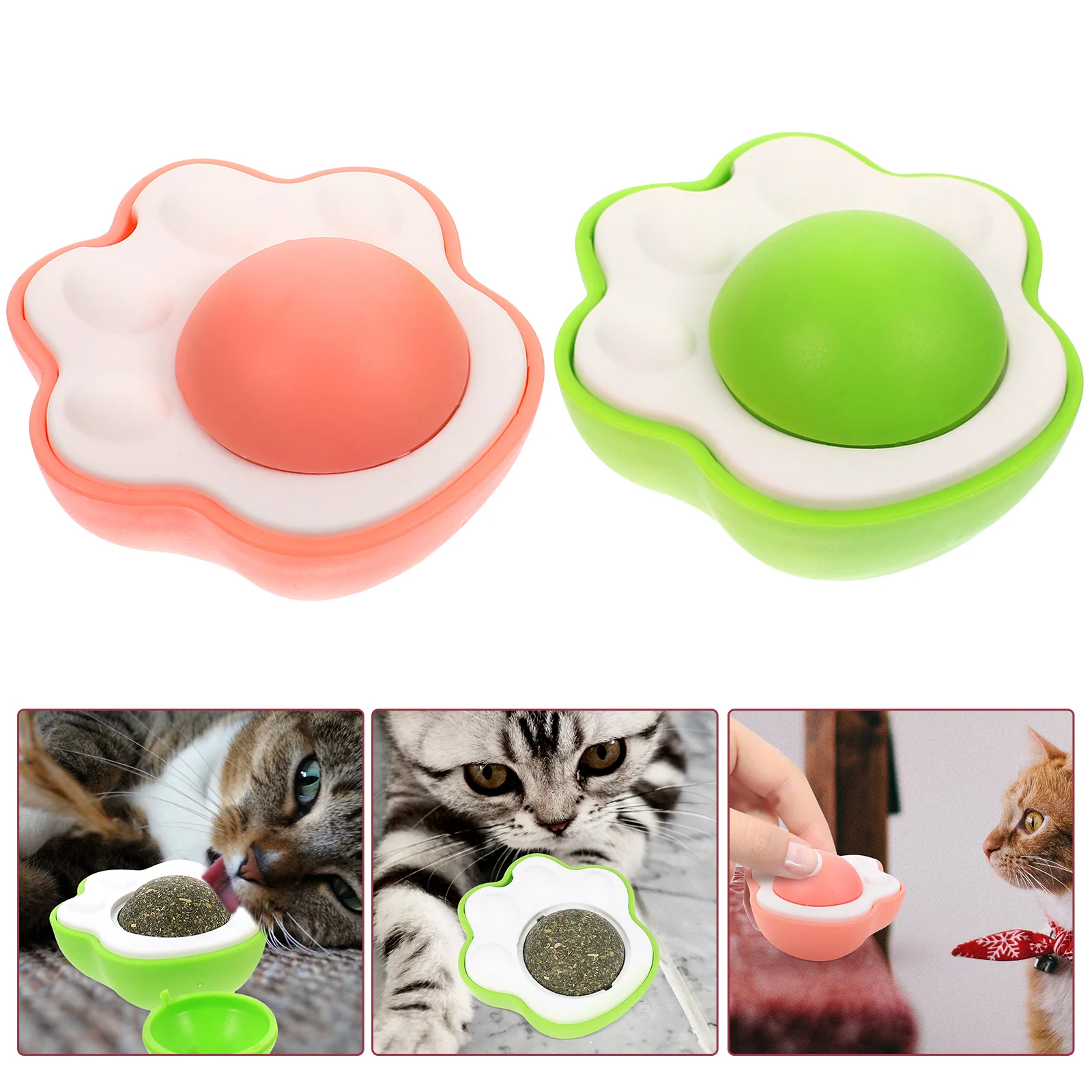 

Catnip Toy Catballs Lick Catsrotating Lovely Plaything Claw Shape Portable Self Amusing Convenient Wall Candies Rollerstick