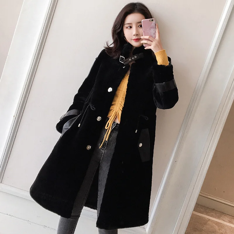 

Luxury brand 2023 New Natural Fur Long Sheep Shearling Autumn Winter Coat Female Jacket Korean Women Clothes Abrigo Mujer FCY198