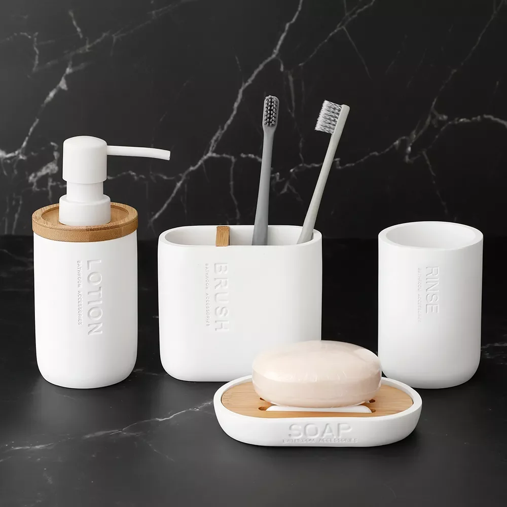 

Bathroom Soap Dispenser Set with Soap Dispenser Toothbrush Holder, Tumbler Soap Dish Matte Black Bathroom Accessories Set