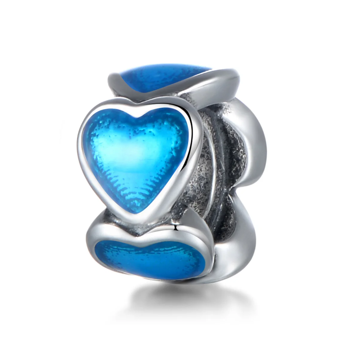 

Шармы-подвески из серебра 925 пробы в виде сердца с темно-синей эмалью