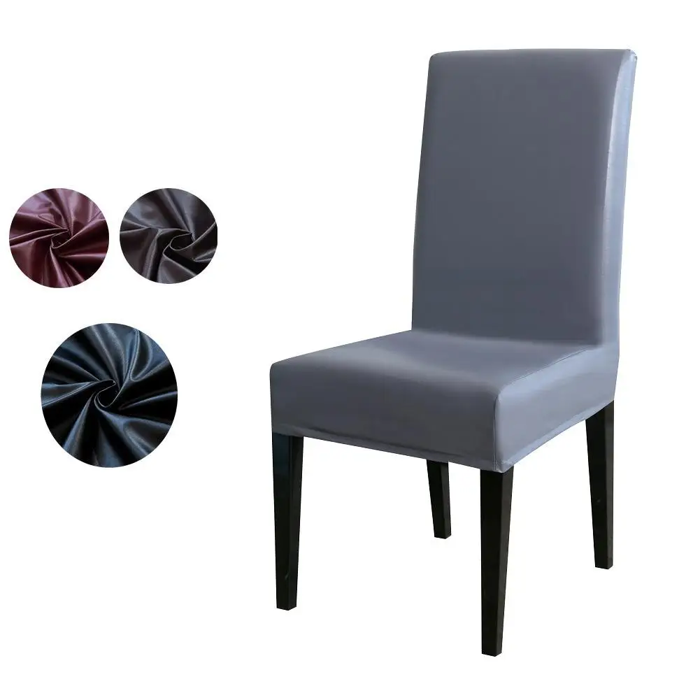 

Leather Dining Chair Cover Waterproof Elastic Chair Slipcover Case Stretch Chair Covers for Dining Room Wedding Hotel Banquett