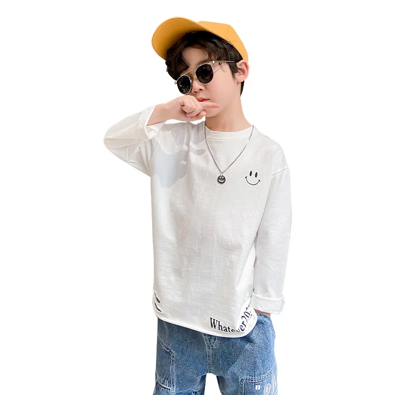 

Детский хлопковый пуловер с длинным рукавом, с буквенным принтом