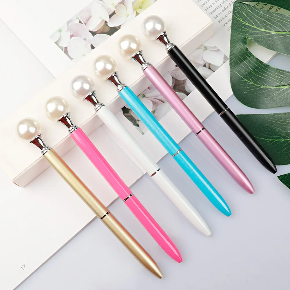 

100Pcs Pearl Metal Ballpoint Pen Creative Business Advertising Gift Office Signature Student Stationery Custom Logo Rose Gold