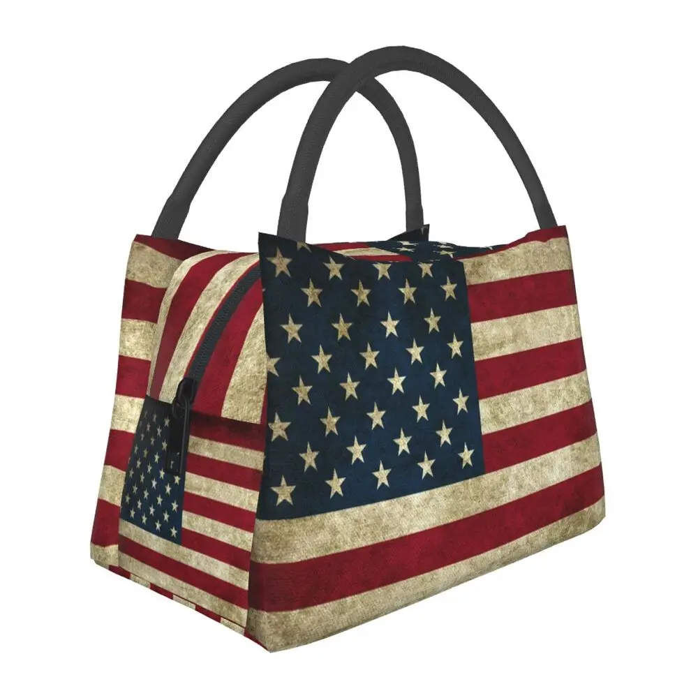 

American Flag Portable Lunch Box Waterproof USA Proud Thermal Cooler Food Insulated Lunch Bag Hospital Office Pinic Container