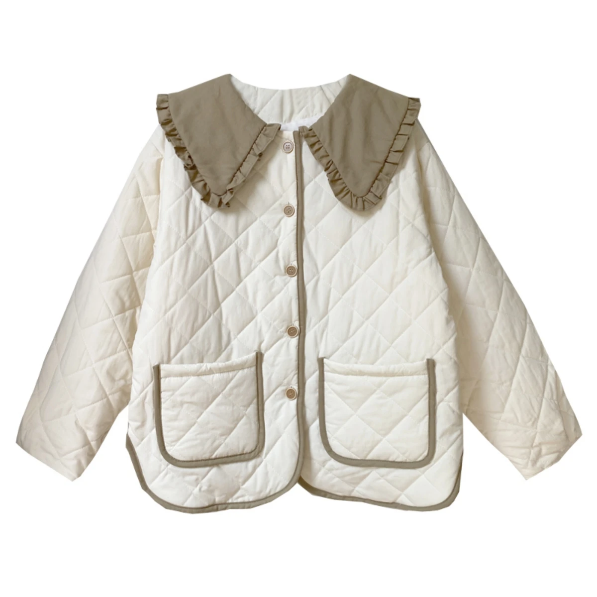 Winter 2022 New Sweet Baby Collar Cotton Padded Clothes Thickened Warm Cotton Padded Clothes Short Little Coat College Style