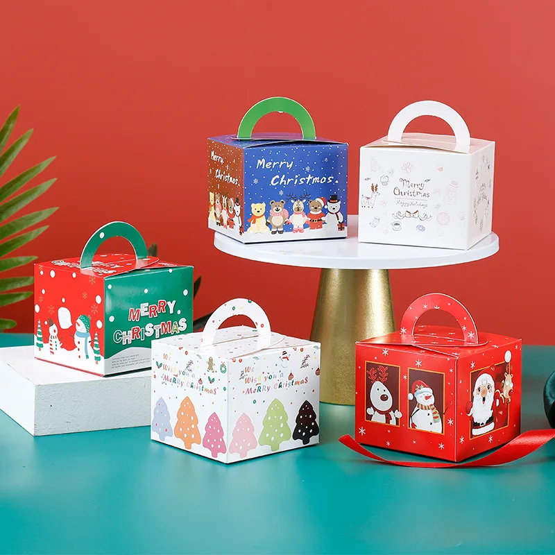 

20pcs Christmas Eve Portable Gift Boxes Cookie Candy Gift Packaging Box Christmas Baking Package Box