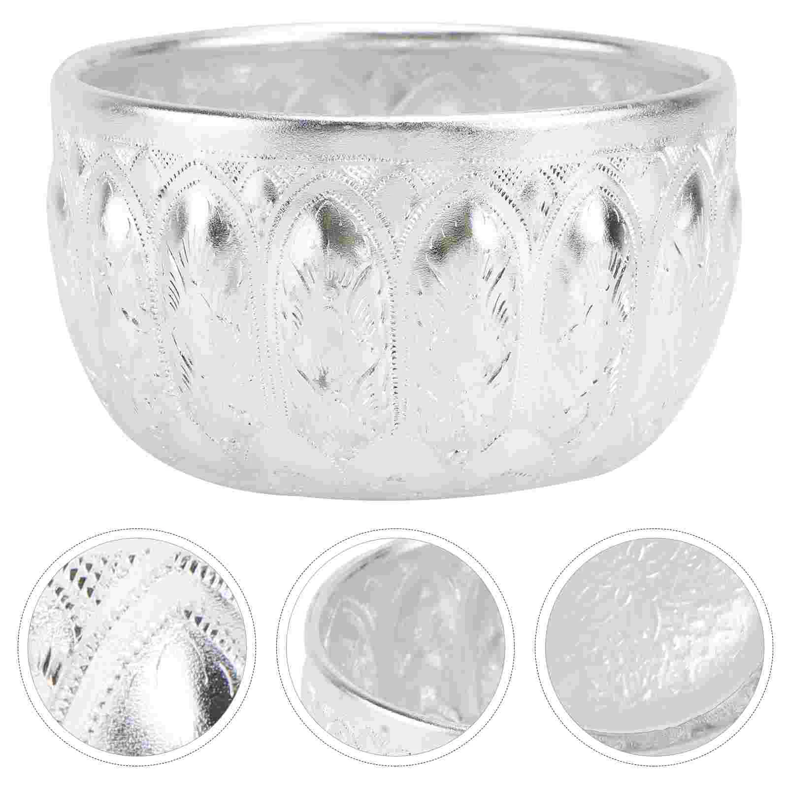 

1Pc Household Dining Bowl Hotel Tableware Supplies Metal Bowl Artware (Silver)