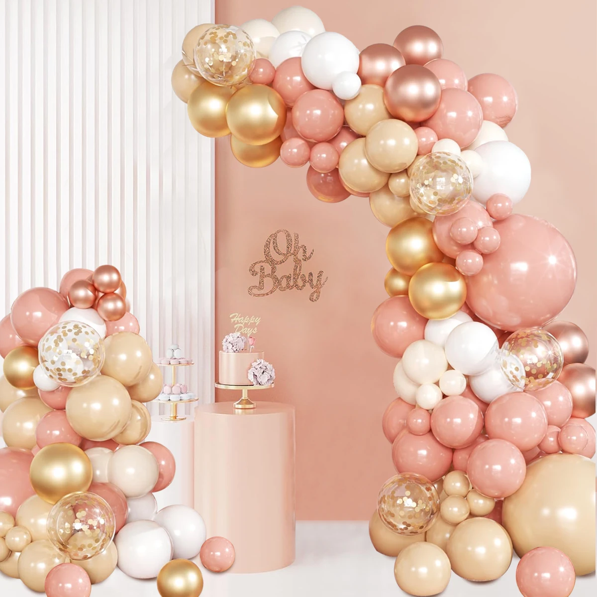 Румяно-розовые воздушные шары гирлянда с днем рождения украшение для свадебной