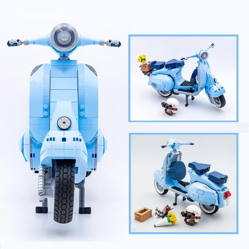

2022 NEW Technical Roman Holiday Vespas Famous Motorcycle City MOTO 10298 Building Blocks Bricks Model Toy Kid Gift