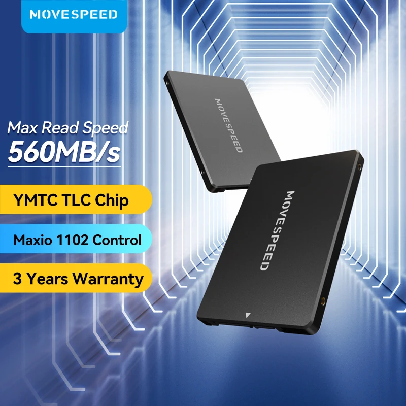 

MOVESPEED SATA 3.0 SSD 560MB/s Internal Solid State Drive YMTC TLC Chip Maxio 1102 Control SSD SATA III Drive for Desktop Laptop