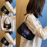 2022 shoulder bag portable female bag stray bag commuter bag kingqueen pattern printing underarm bag black crescent bag