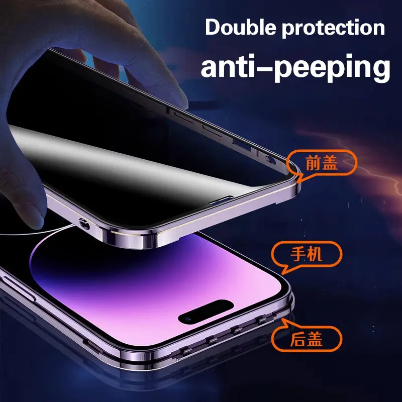 NEW 360° Protection revent the peep For iPhone 14 Pro max phone Case. Magnetic Adsorption Glass iPhon 12 11 13 Mini cover bag