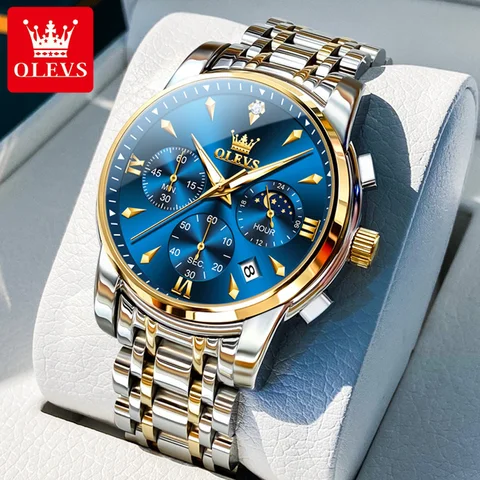 OLEVS 3639 НОВЫЕ мужские часы, многофункциональные часы с датой и римской шкалой, водонепроницаемые светящиеся часы из нержавеющей стали