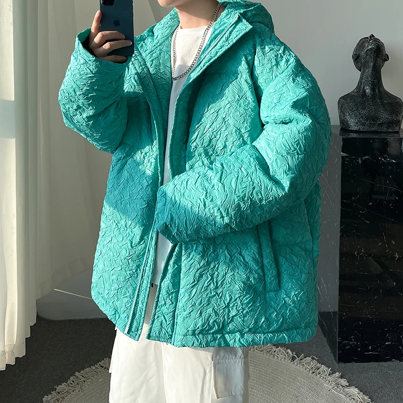 Winter Men's Cotton Padded Parkas Hooded Loose Thicken Jackets Warm Coats Outwear