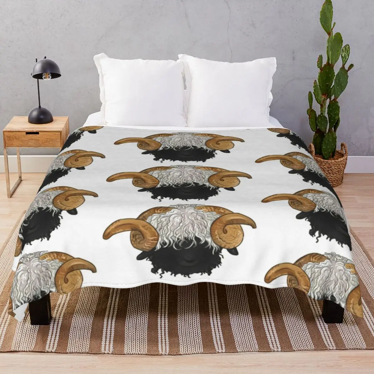Valais Blacknose Sheep Blanket Flannel Plush Print Lightweight Throw Blankets for Bed Home Couch Travel Office