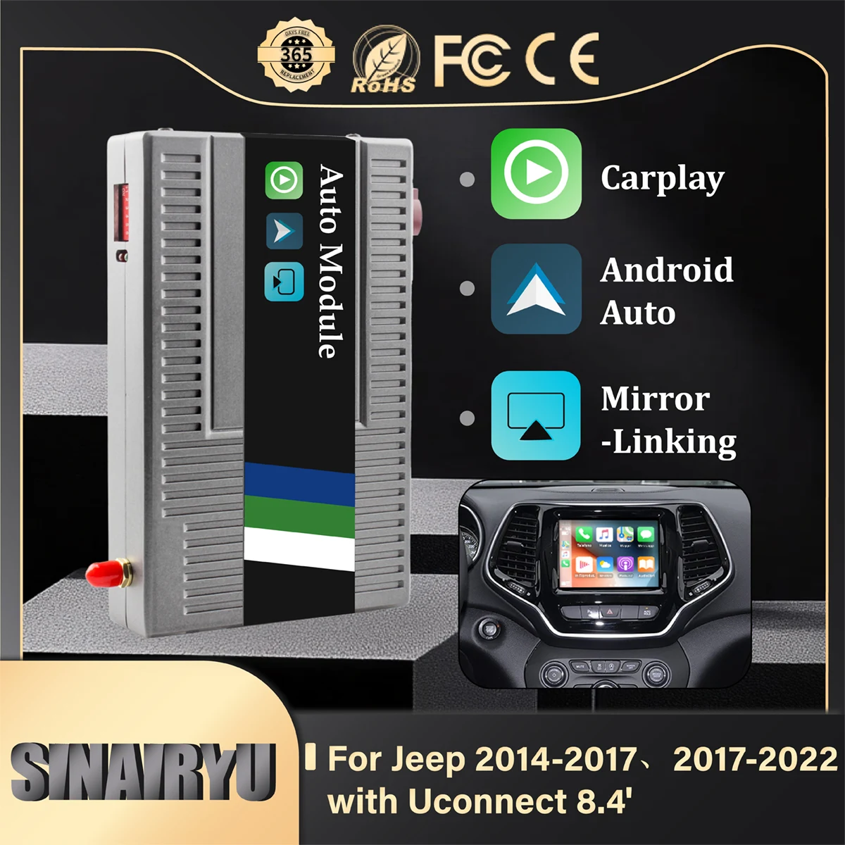 

Sinairyu Apple Carplay Android Auto послепродажное обслуживание камеры беспроводной модуль для Jeep Grand Cherokee XJ KL Wrangler Compass Commander