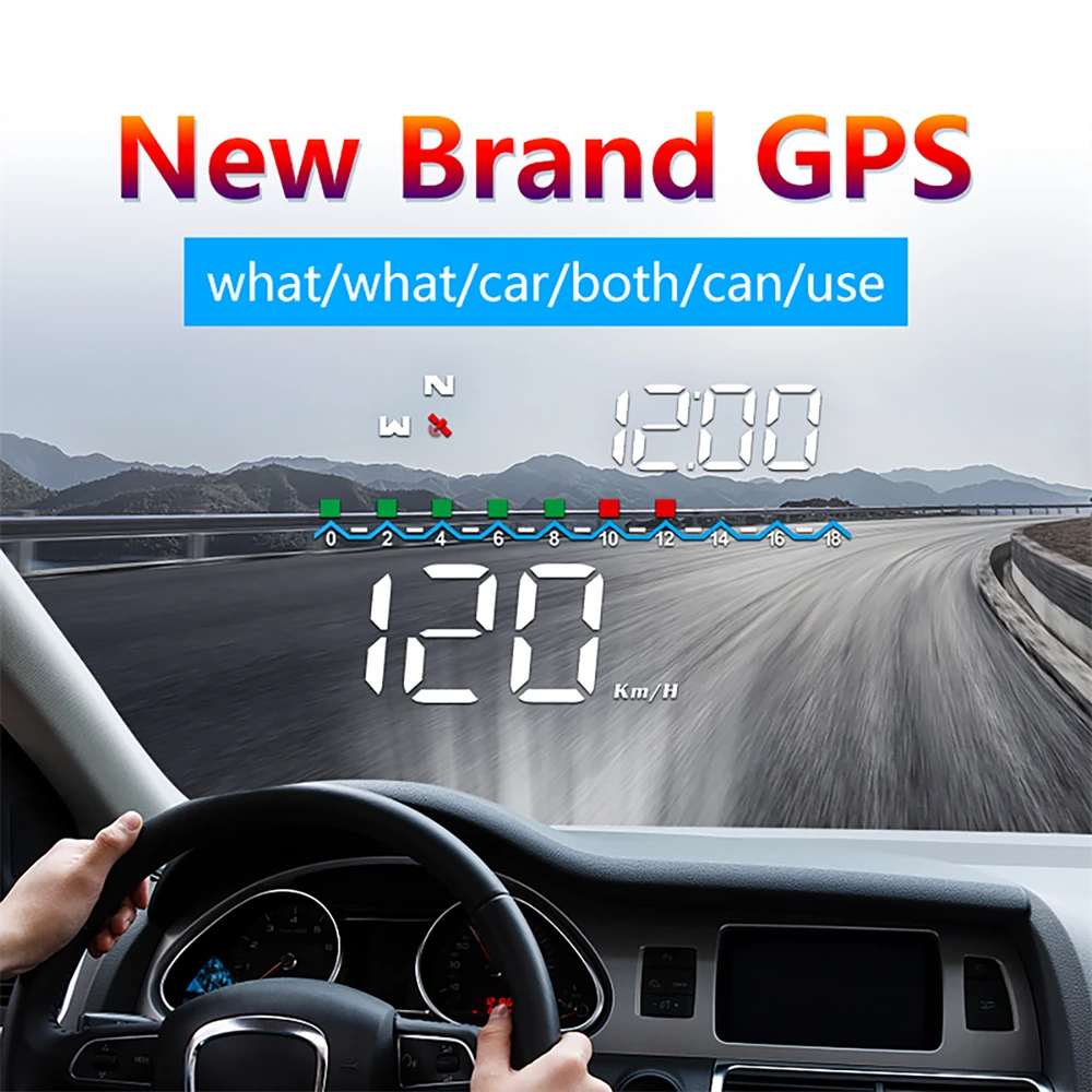 

​For All Car M19 GPS HUD Car Head Up Display Digital Speedometer With Over Speeding Driving Fatigue Alarm