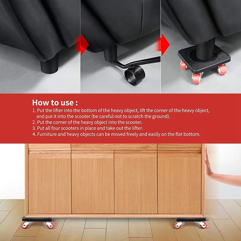 4-колесная передвижная тележка с роликами комплект тележки подъемником для