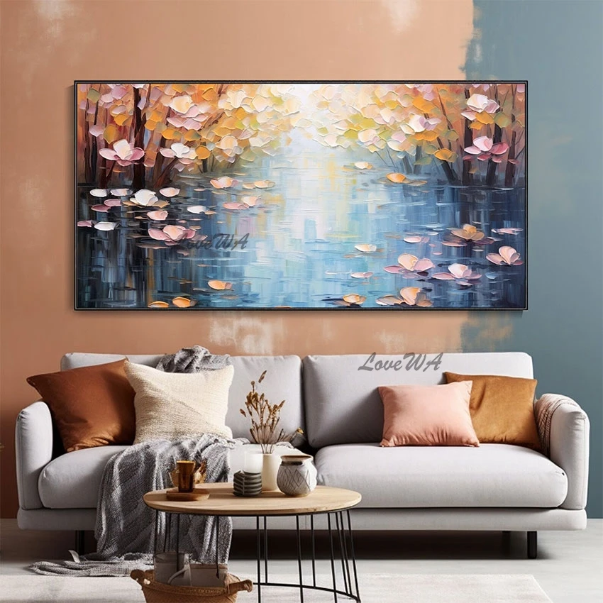 Абстрактные картины маслом для украшения стен спальни искусство ножа поддона