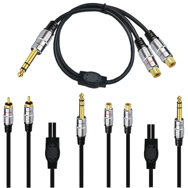 

1/4 Male to 2RCA Cable Gold Plated Connectors Corrosion Resistant Drop Shipping