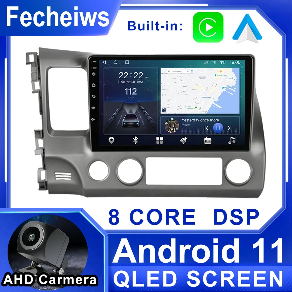 

Автомагнитола на Android 11, мультимедийный видеоплеер для Honda Civic 2005-2012, навигация Carplay, GPS, 4G, LTE, Wi-Fi, 8-ядерный, QLED экран