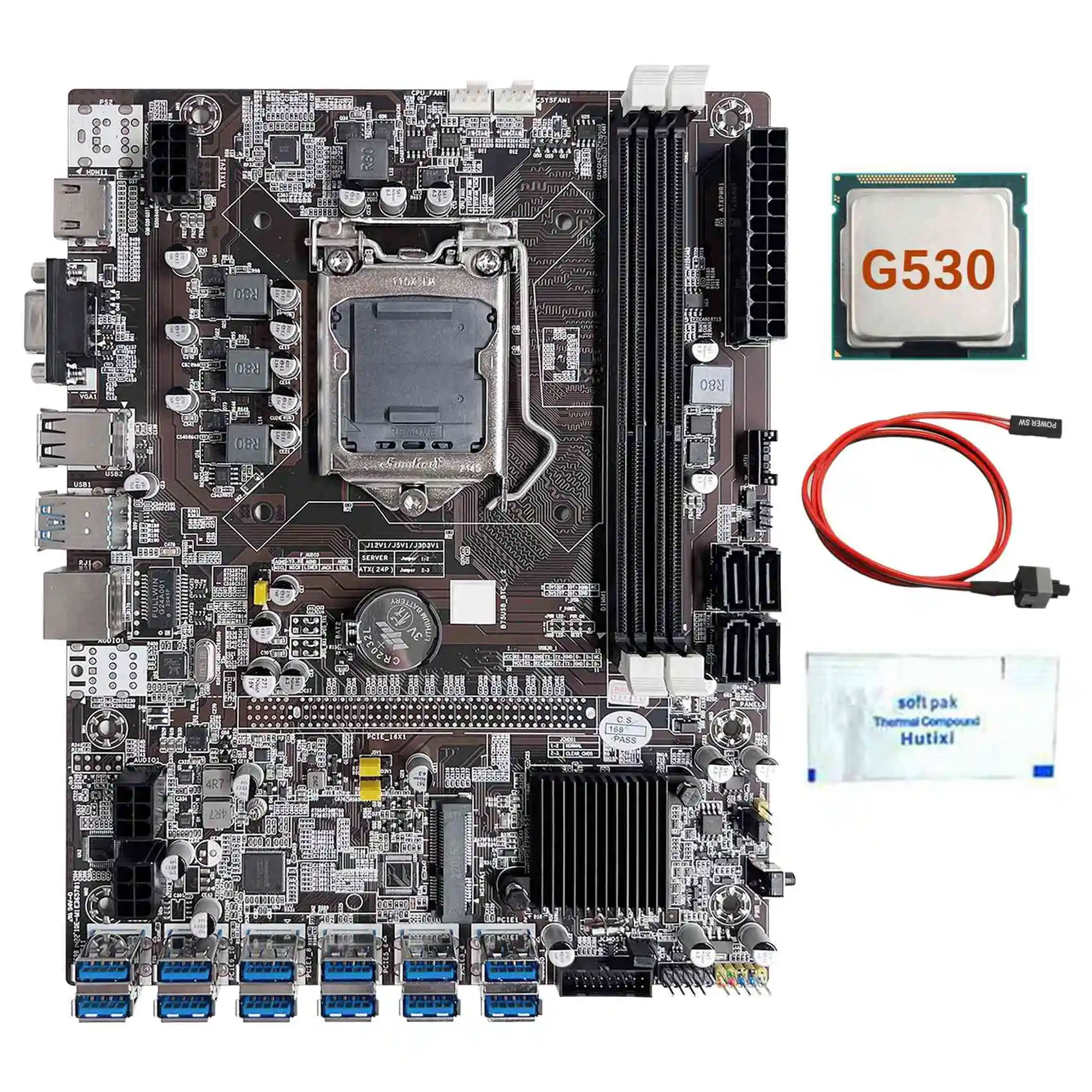 

Материнская плата B75 12 Card GPU BTC для майнинга + процессор G530 + термопаста + кабель переключения 12XUSB3.0(PCIE) слот LGA1155 DDR3 ОЗУ MSATA