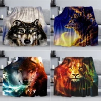 wolf lion blanket 3d printed animal throw blanket for couch flannel nap blanket for beds home decorations