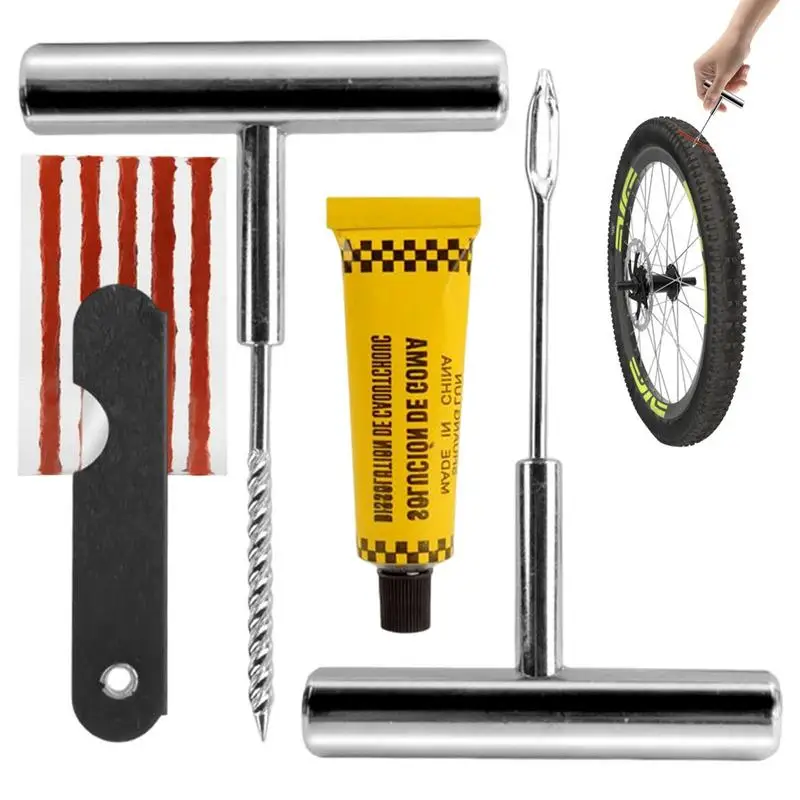 

Набор патчей для шин, набор патчей для шин, универсальные инструменты для ремонта автомобильных шин для фиксации проколов и пробки, комплект патчей для плоских разъемов для автомобильных мотоциклов